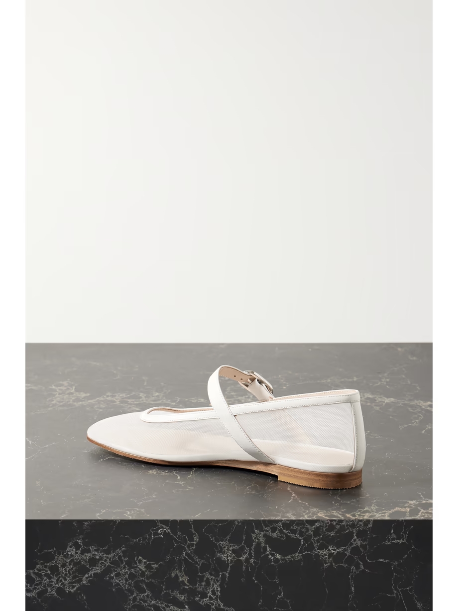 Leather-trimmed mesh Mary Jane ballet flats Leather-trimmed mesh Mary Jane ballet flats
