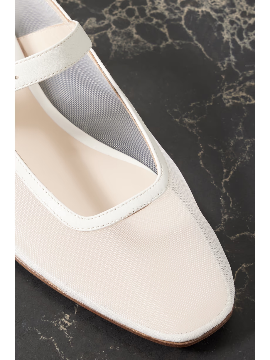 Leather-trimmed mesh Mary Jane ballet flats Leather-trimmed mesh Mary Jane ballet flats