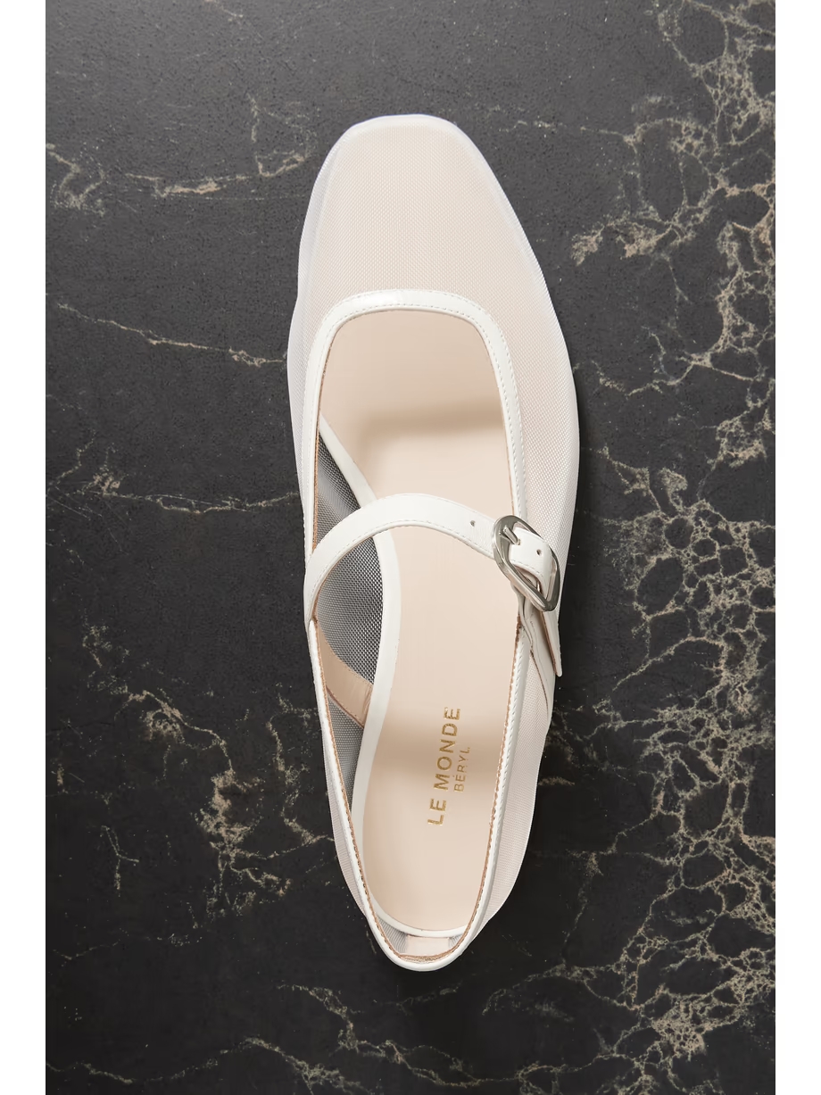 Leather-trimmed mesh Mary Jane ballet flats Leather-trimmed mesh Mary Jane ballet flats