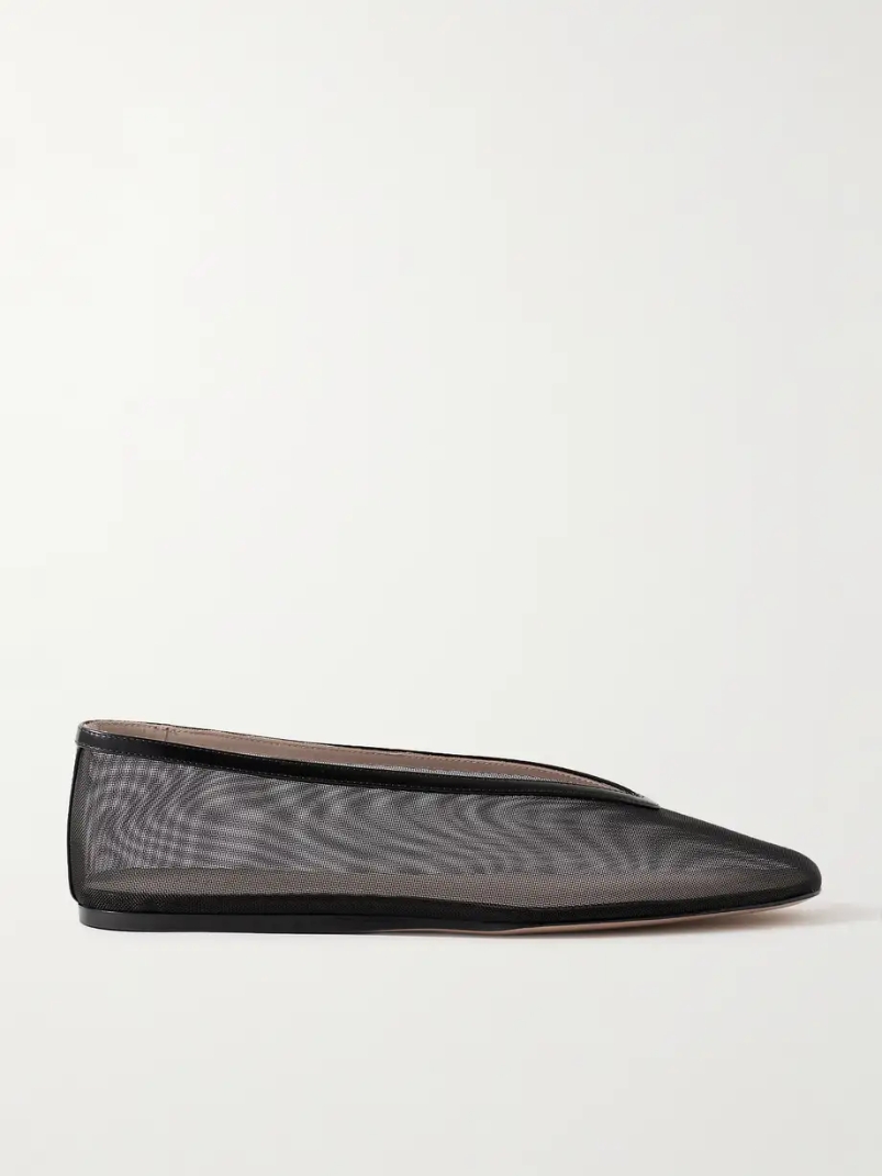 Luna leather-trimmed mesh ballet flats Luna leather-trimmed mesh ballet flats