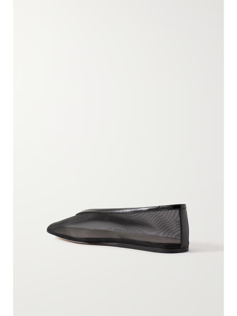 Luna leather-trimmed mesh ballet flats Luna leather-trimmed mesh ballet flats