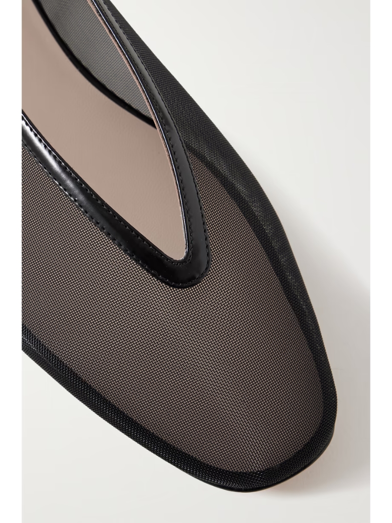 Luna leather-trimmed mesh ballet flats Luna leather-trimmed mesh ballet flats