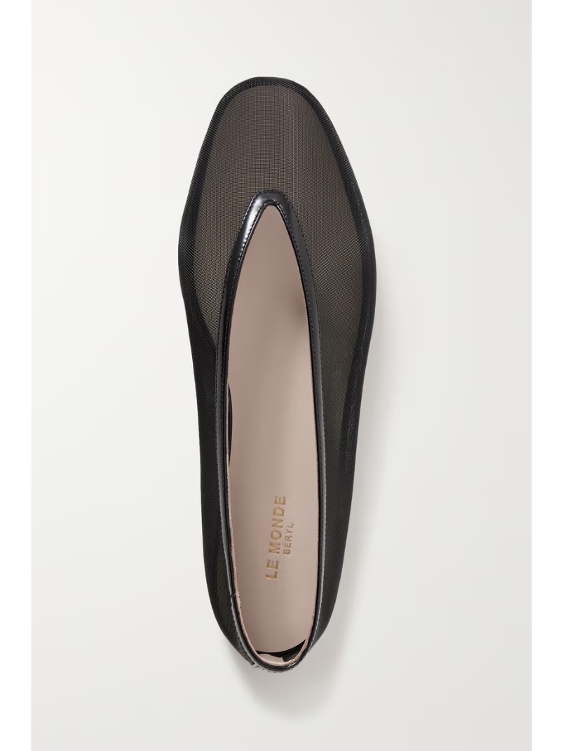 Luna leather-trimmed mesh ballet flats Luna leather-trimmed mesh ballet flats