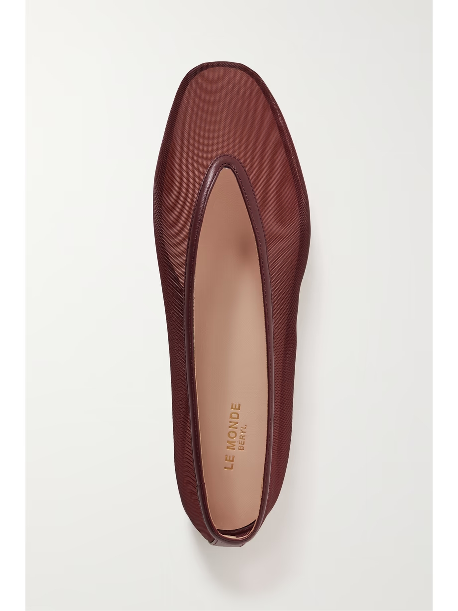 Luna leather-trimmed mesh ballet flats Luna leather-trimmed mesh ballet flats