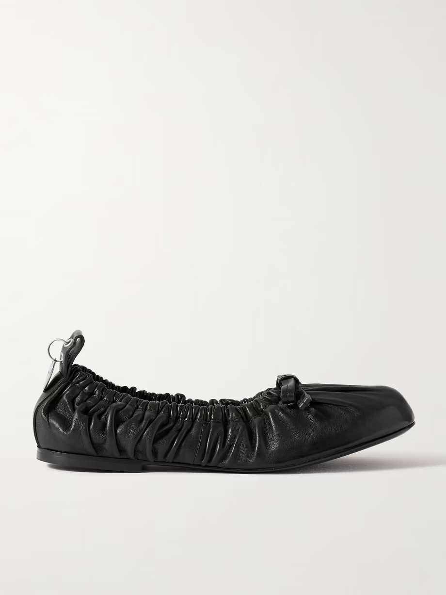 + NET SUSTAIN Ruched leather ballet flats + NET SUSTAIN Ruched leather ballet flats