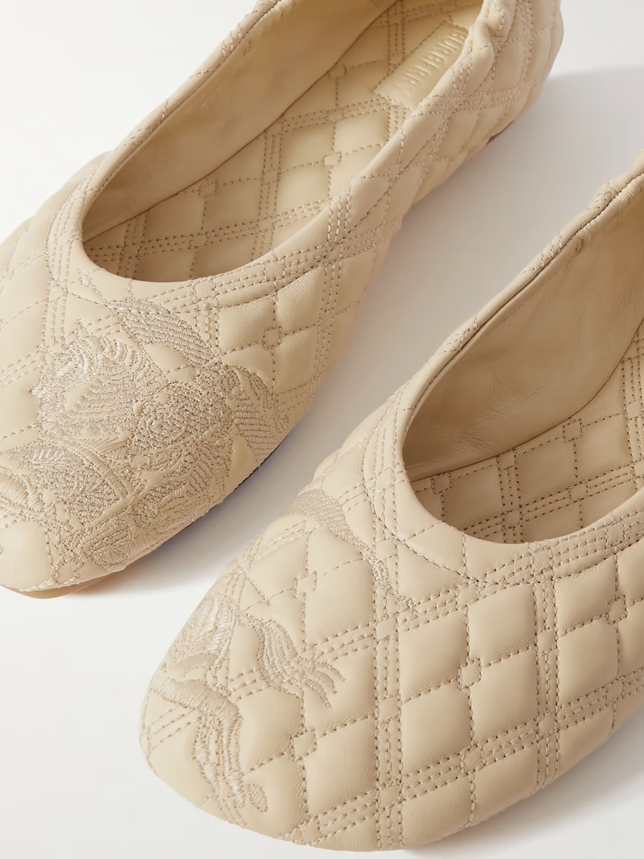 Embroidered quilted leather ballet flats Embroidered quilted leather ballet flats