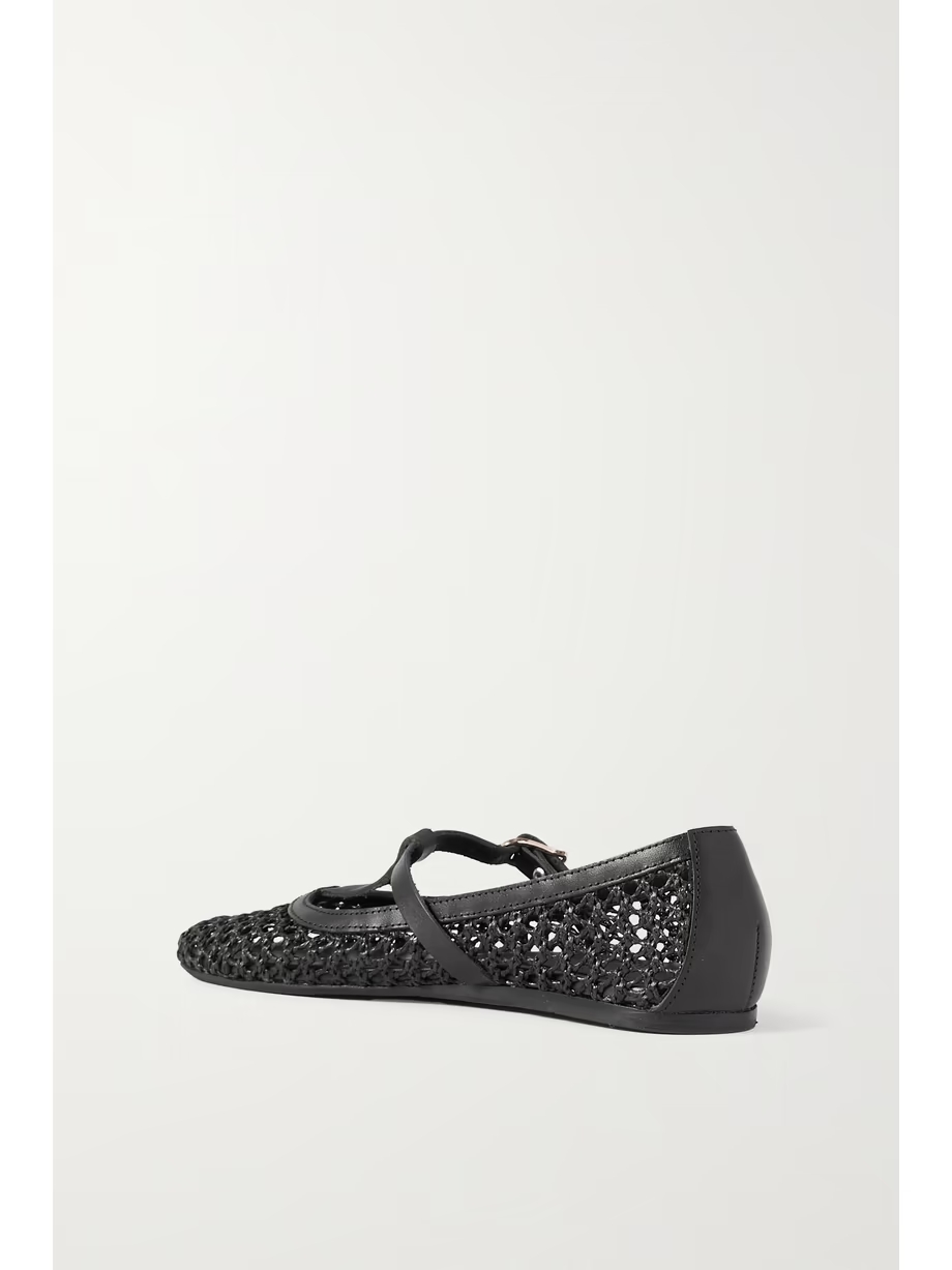 Aerati leather-trimmed woven raffia ballet flats Aerati leather-trimmed woven raffia ballet flats