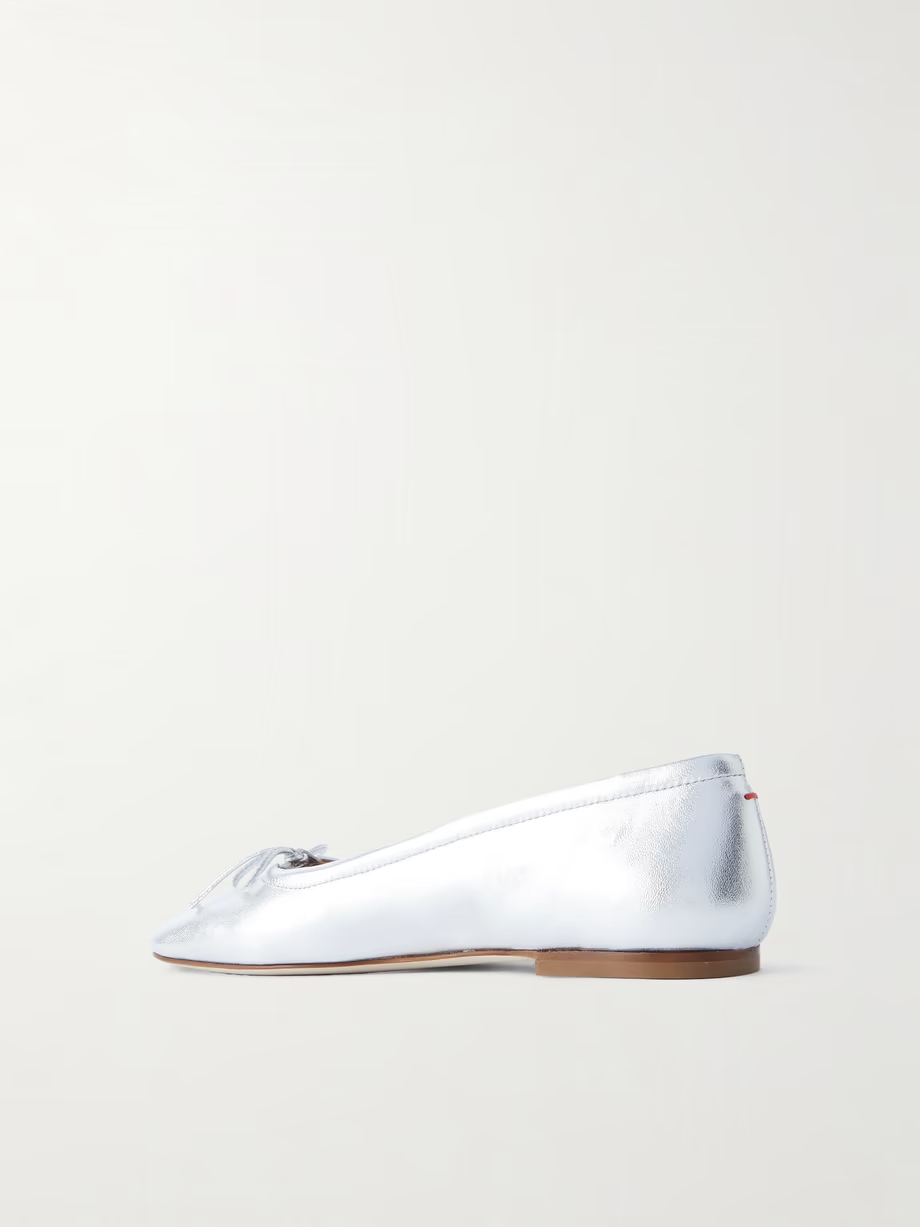 Delfina bow-detailed metallic leather ballet flats Delfina bow-detailed metallic leather ballet flats