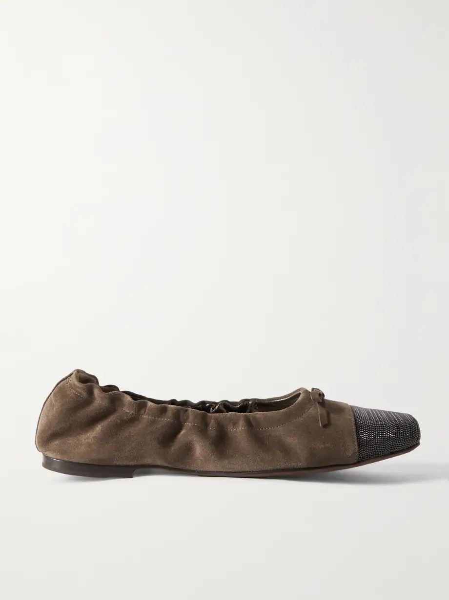 Bead-embellished suede ballet flats Bead-embellished suede ballet flats
