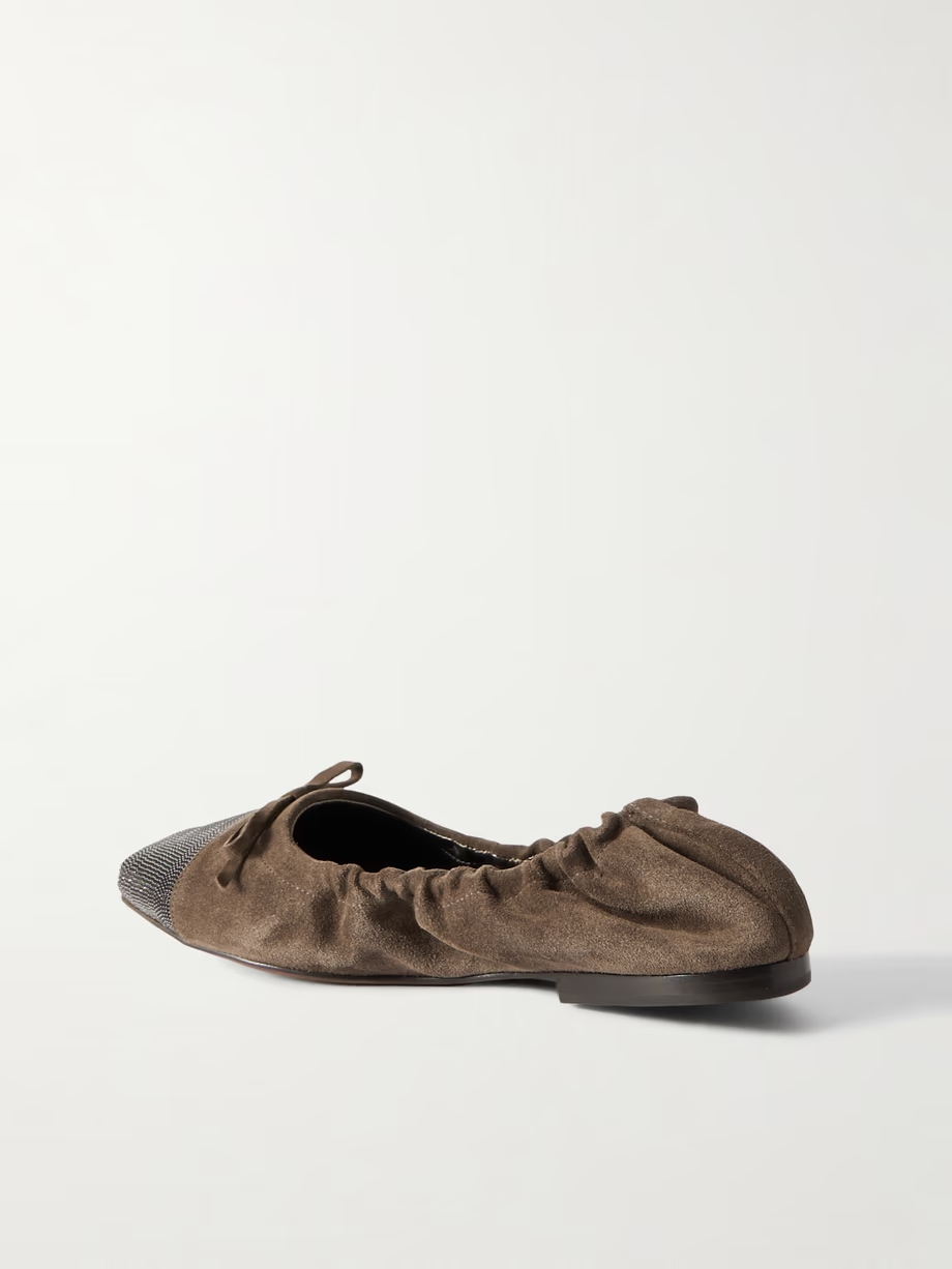 Bead-embellished suede ballet flats Bead-embellished suede ballet flats
