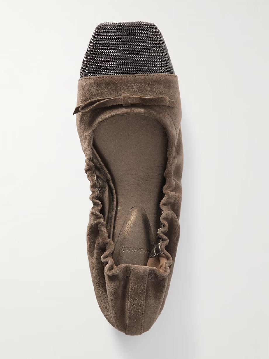 Bead-embellished suede ballet flats Bead-embellished suede ballet flats