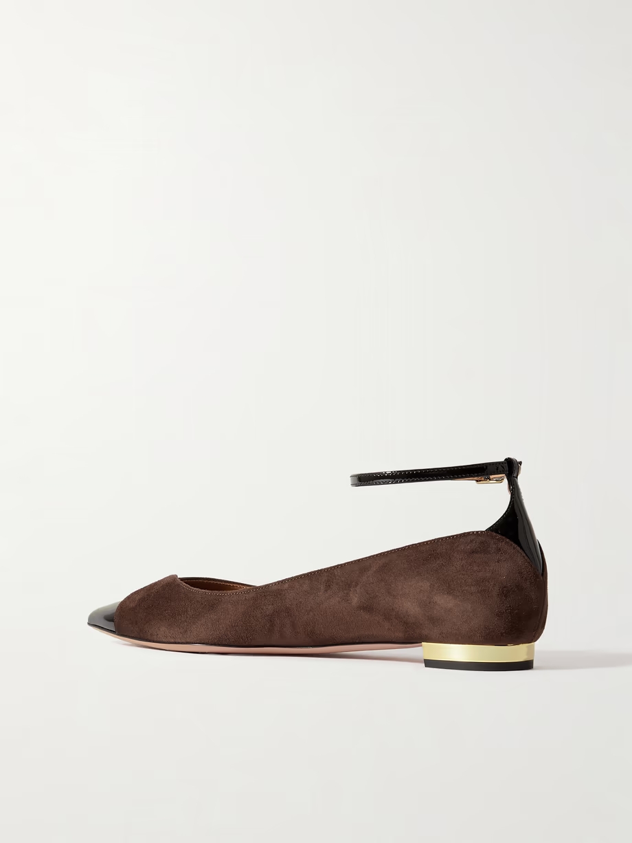 Pinot two-tone patent leather-trimmed suede ballet flats Pinot two-tone patent leather-trimmed suede ballet flats