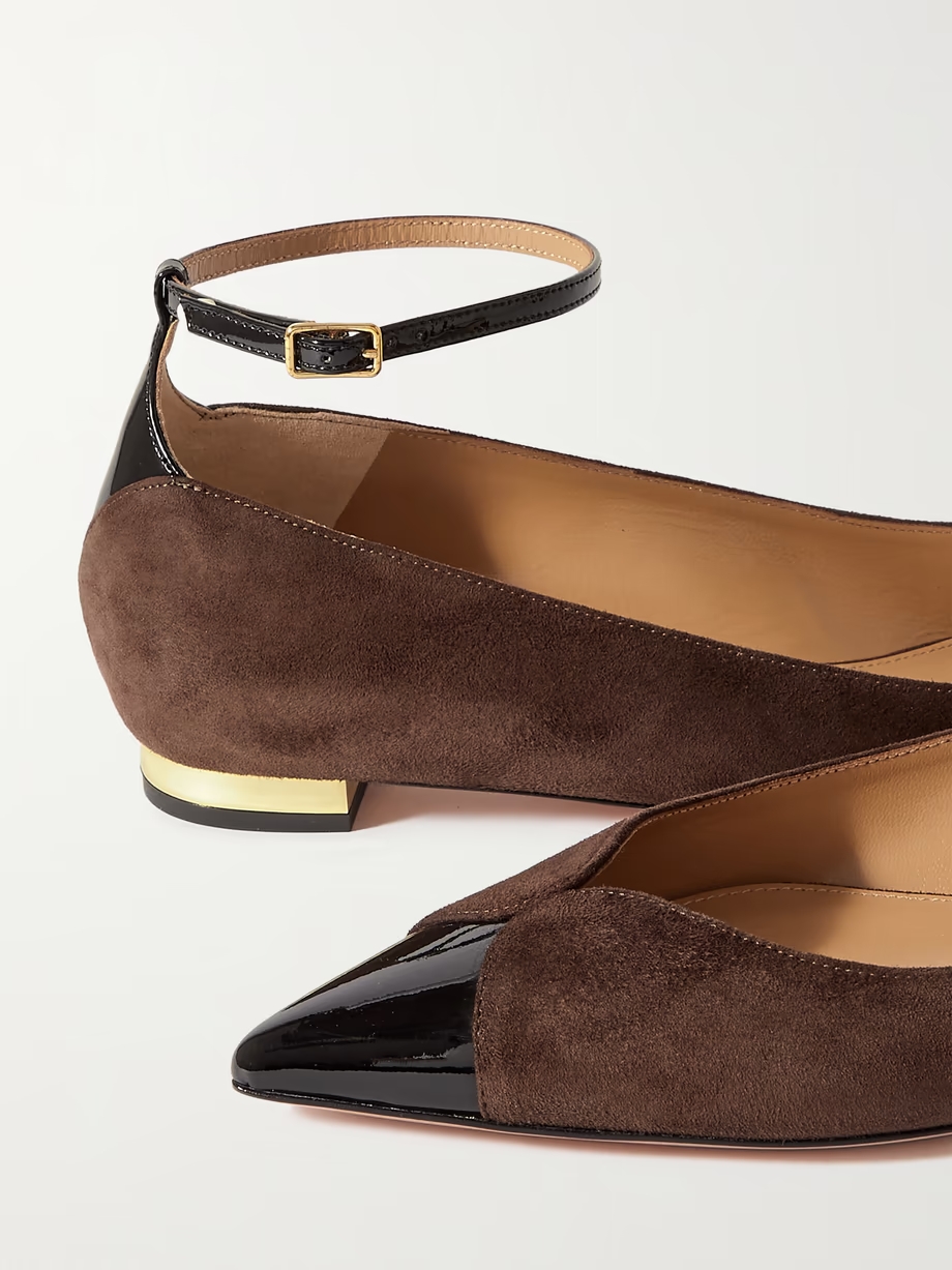 Pinot two-tone patent leather-trimmed suede ballet flats Pinot two-tone patent leather-trimmed suede ballet flats