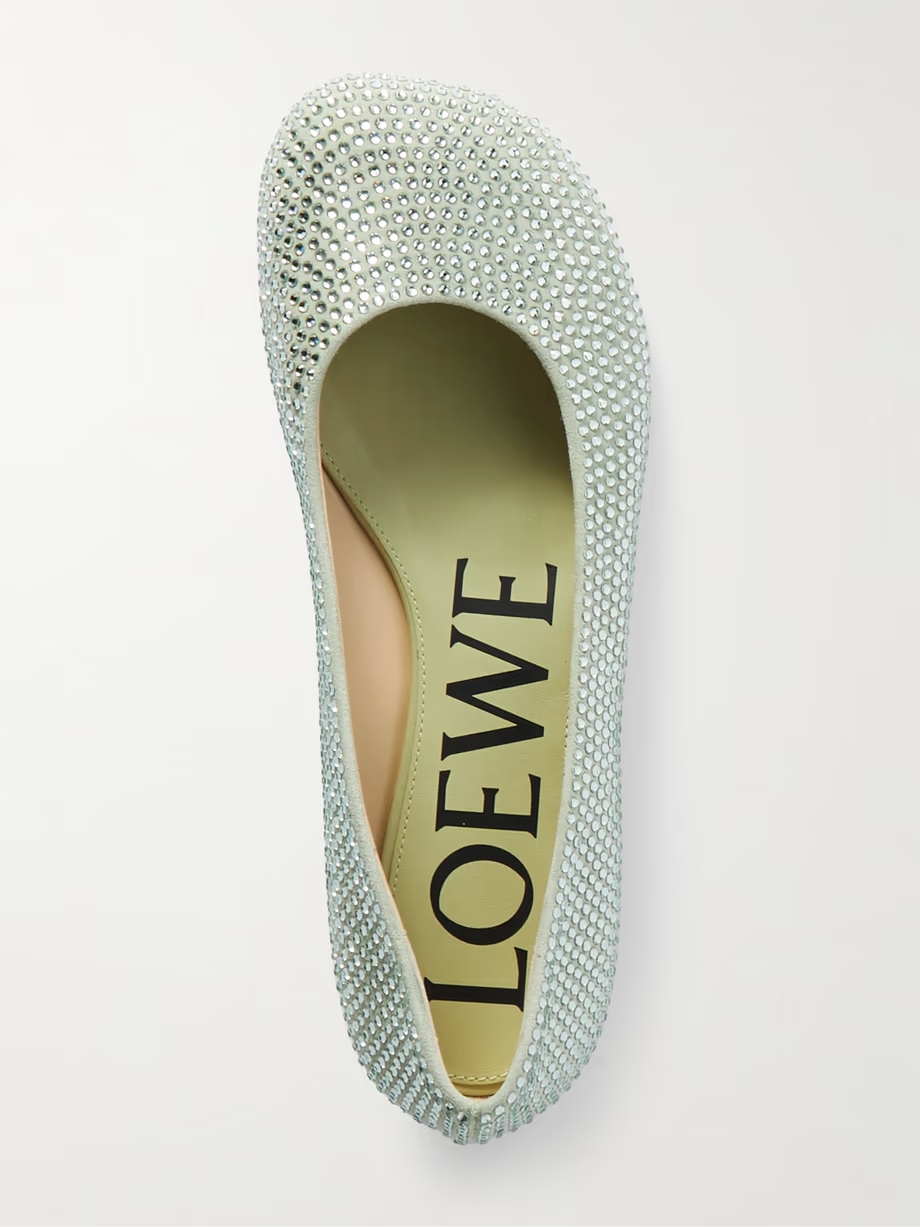 Crystal-embellished suede ballet flats Crystal-embellished suede ballet flats