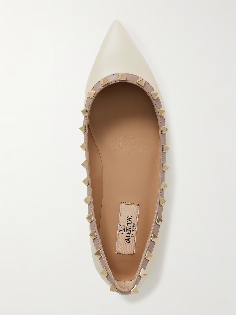 Rockstud leather point-toe flats Rockstud leather point-toe flats