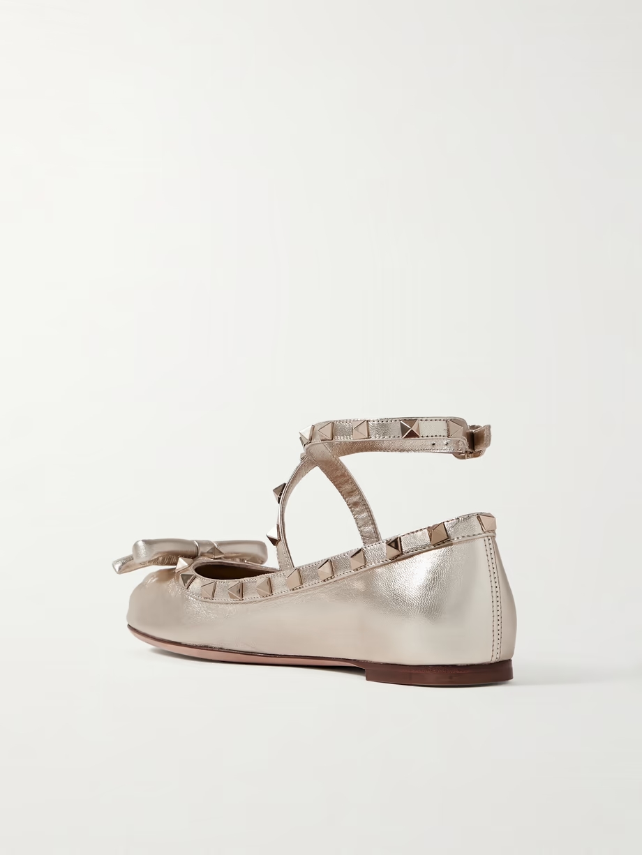 Rockstud metallic leather ballet flats Rockstud metallic leather ballet flats