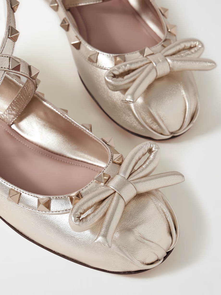 Rockstud metallic leather ballet flats Rockstud metallic leather ballet flats