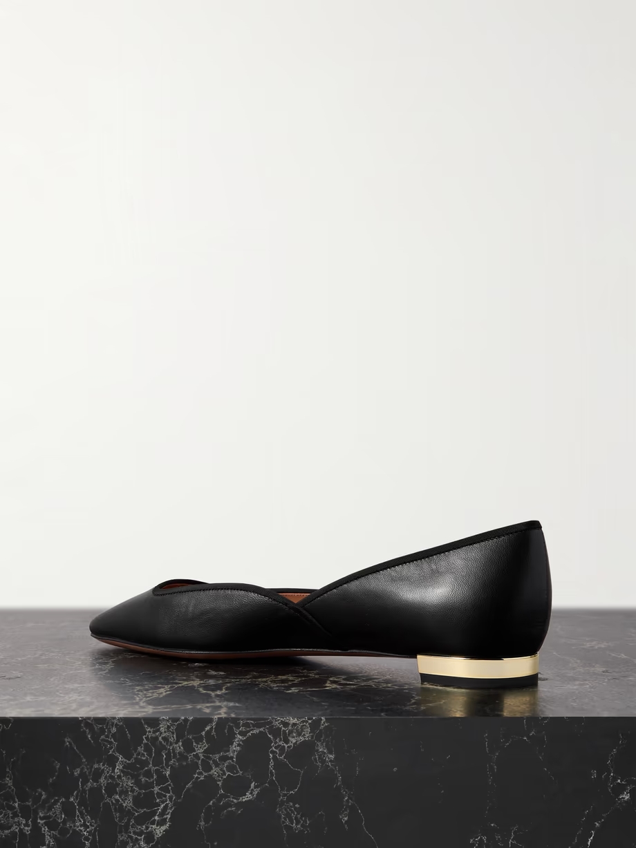 Maia grosgrain-trimmed leather ballet flats Maia grosgrain-trimmed leather ballet flats