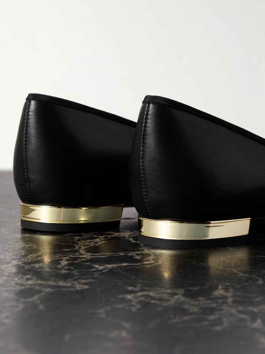 Maia grosgrain-trimmed leather ballet flats Maia grosgrain-trimmed leather ballet flats