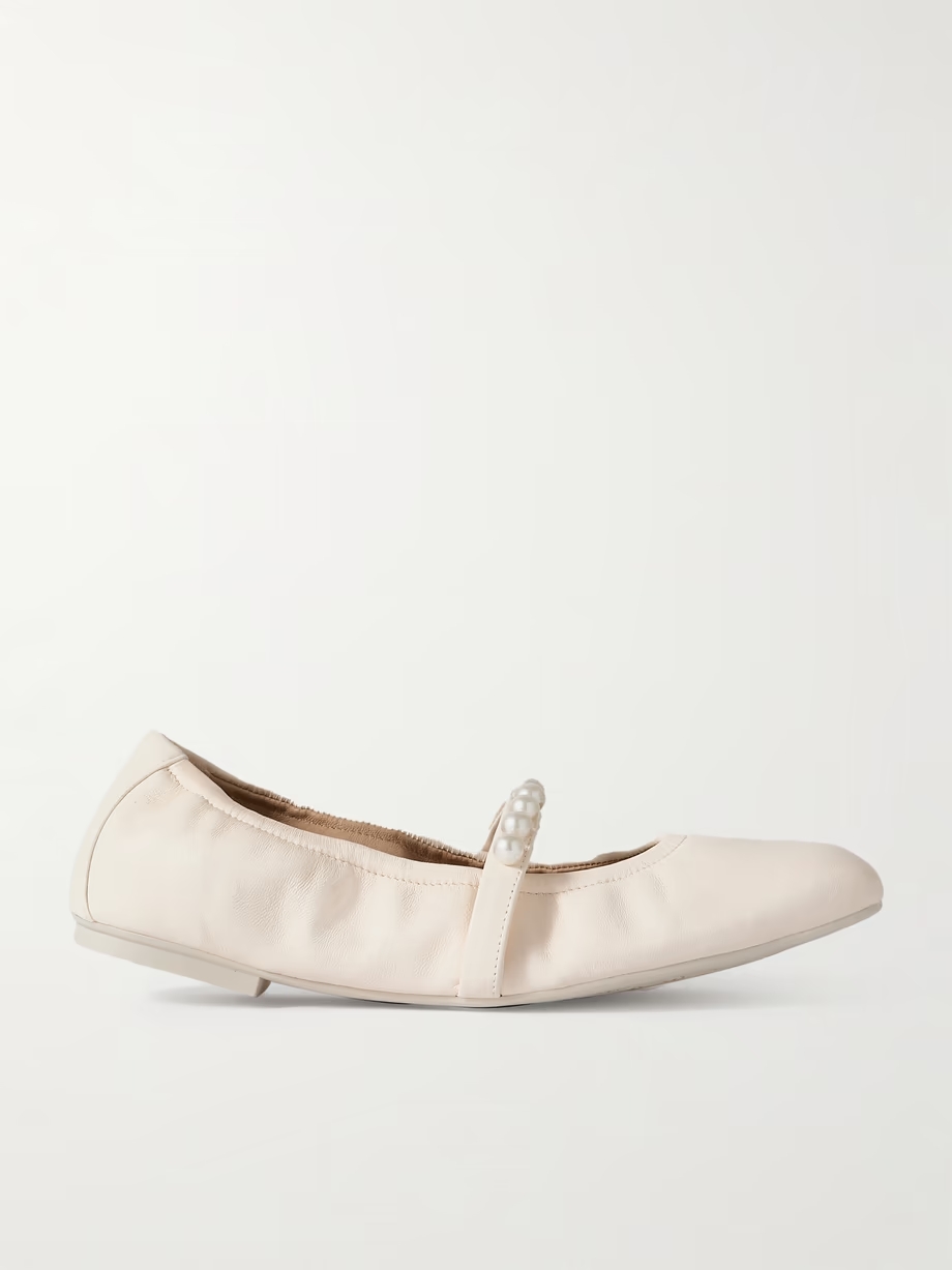 Goldie faux pearl-embellished leather ballet flats Goldie faux pearl-embellished leather ballet flats