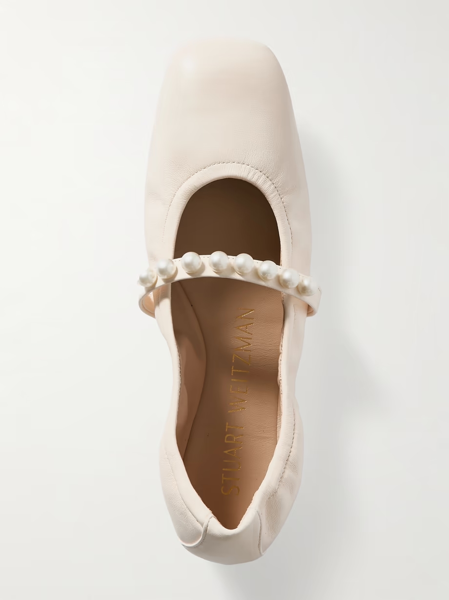 Goldie faux pearl-embellished leather ballet flats Goldie faux pearl-embellished leather ballet flats