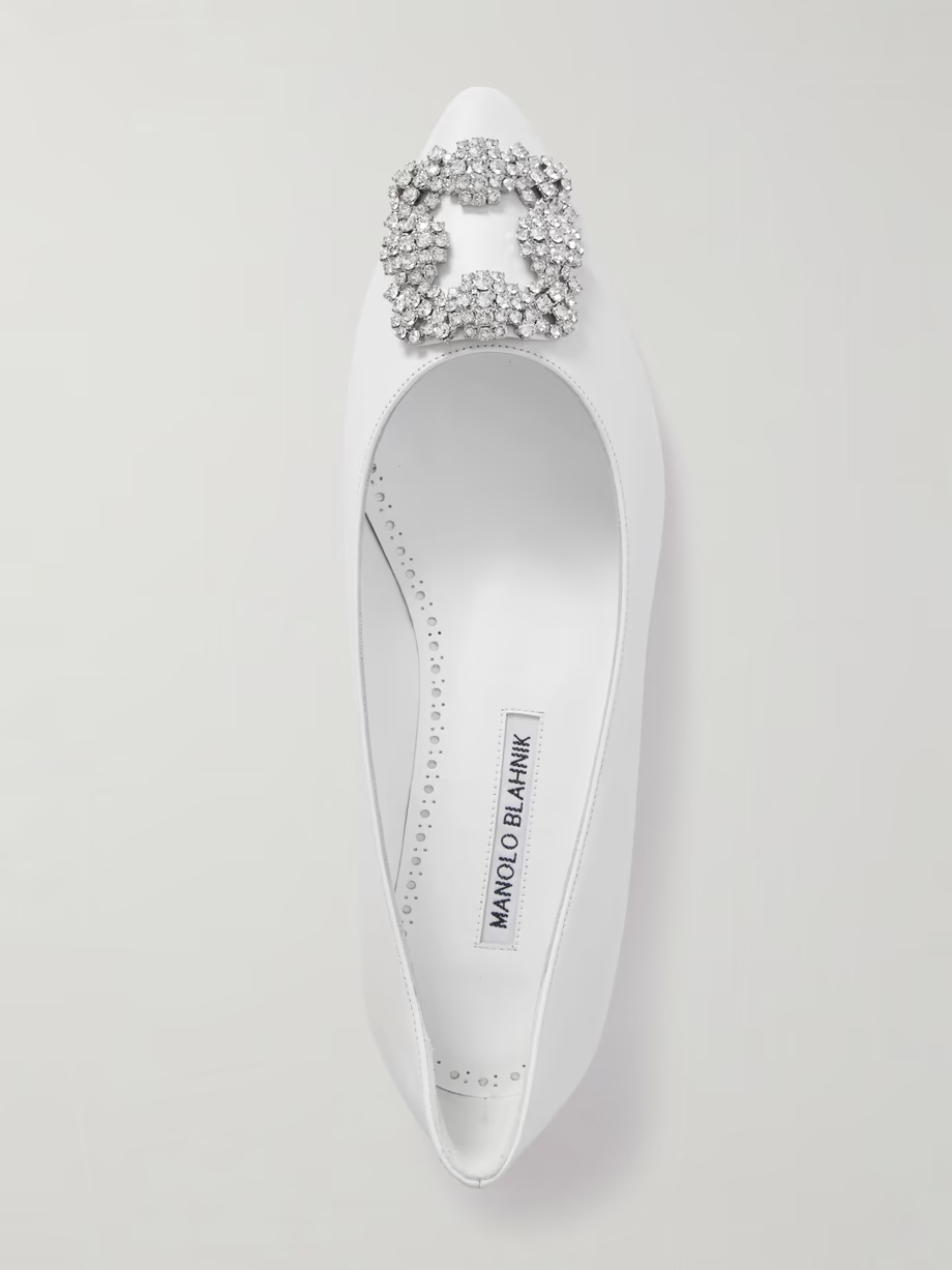 Hangisi 10 crystal-embellished satin point-toe flats Hangisi 10 crystal-embellished satin point-toe flats
