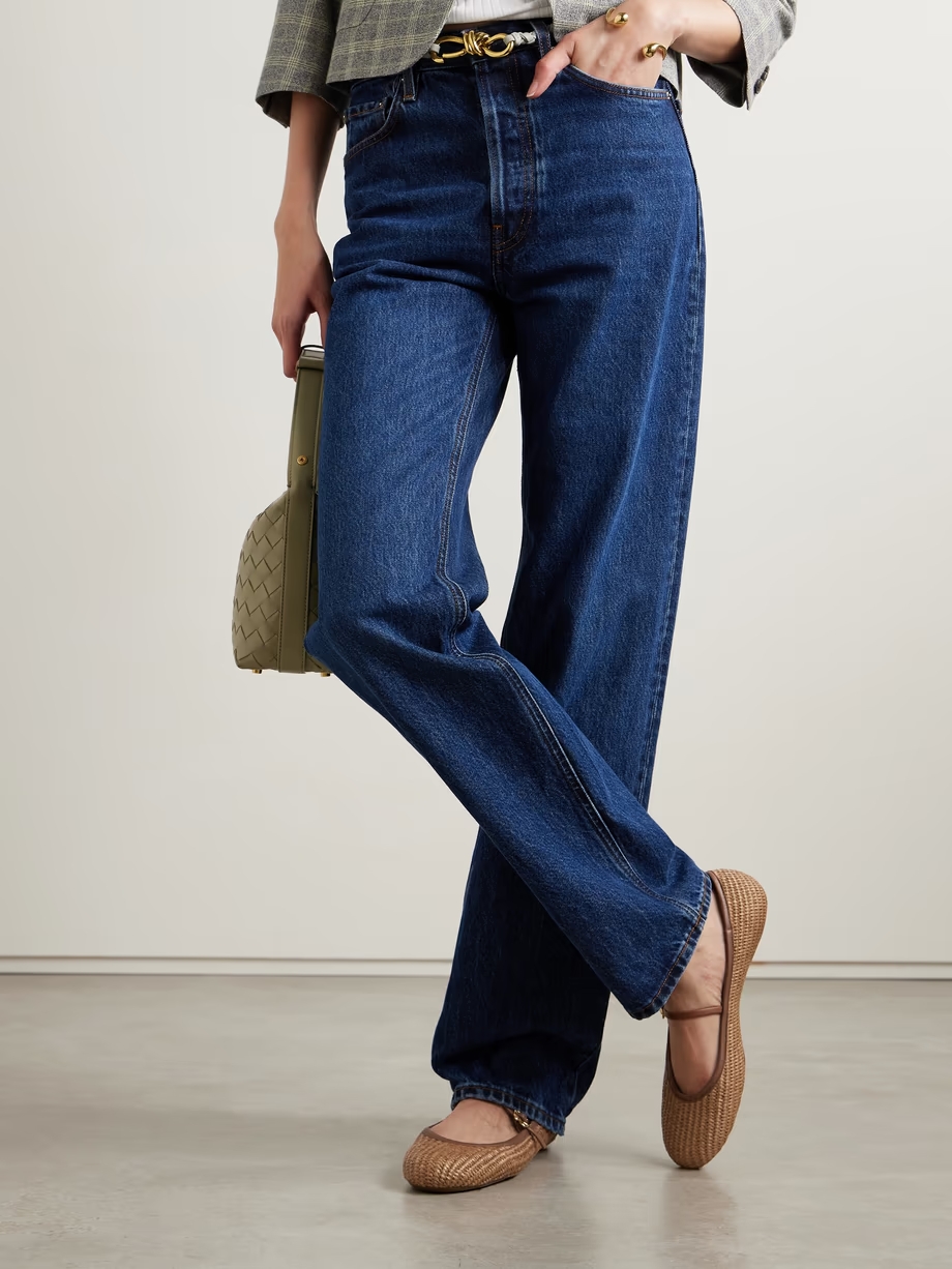 Carla leather-trimmed raffia Mary Jane ballet flats Carla leather-trimmed raffia Mary Jane ballet flats