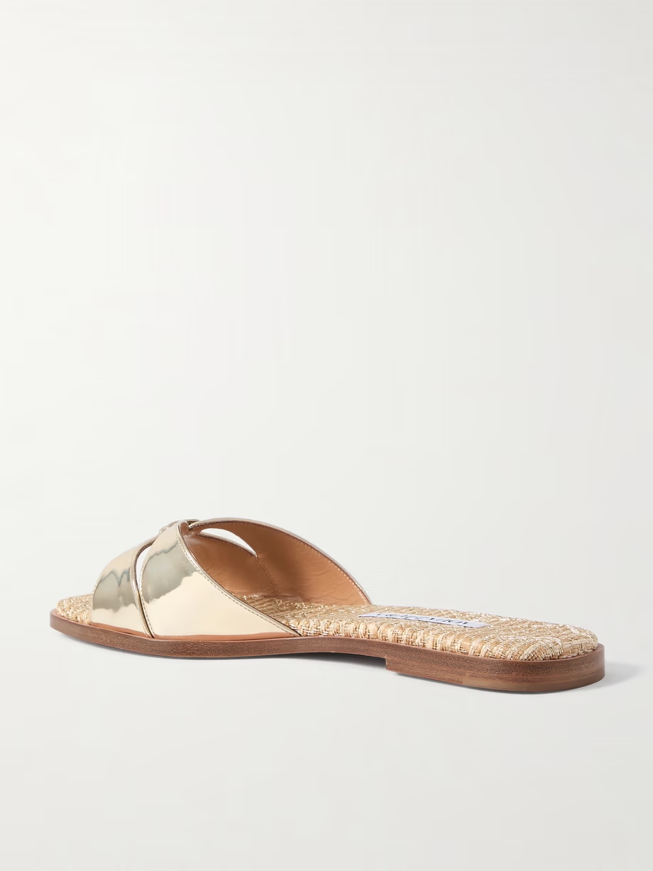 Villette metallic leather and raffia sandals Villette metallic leather and raffia sandals