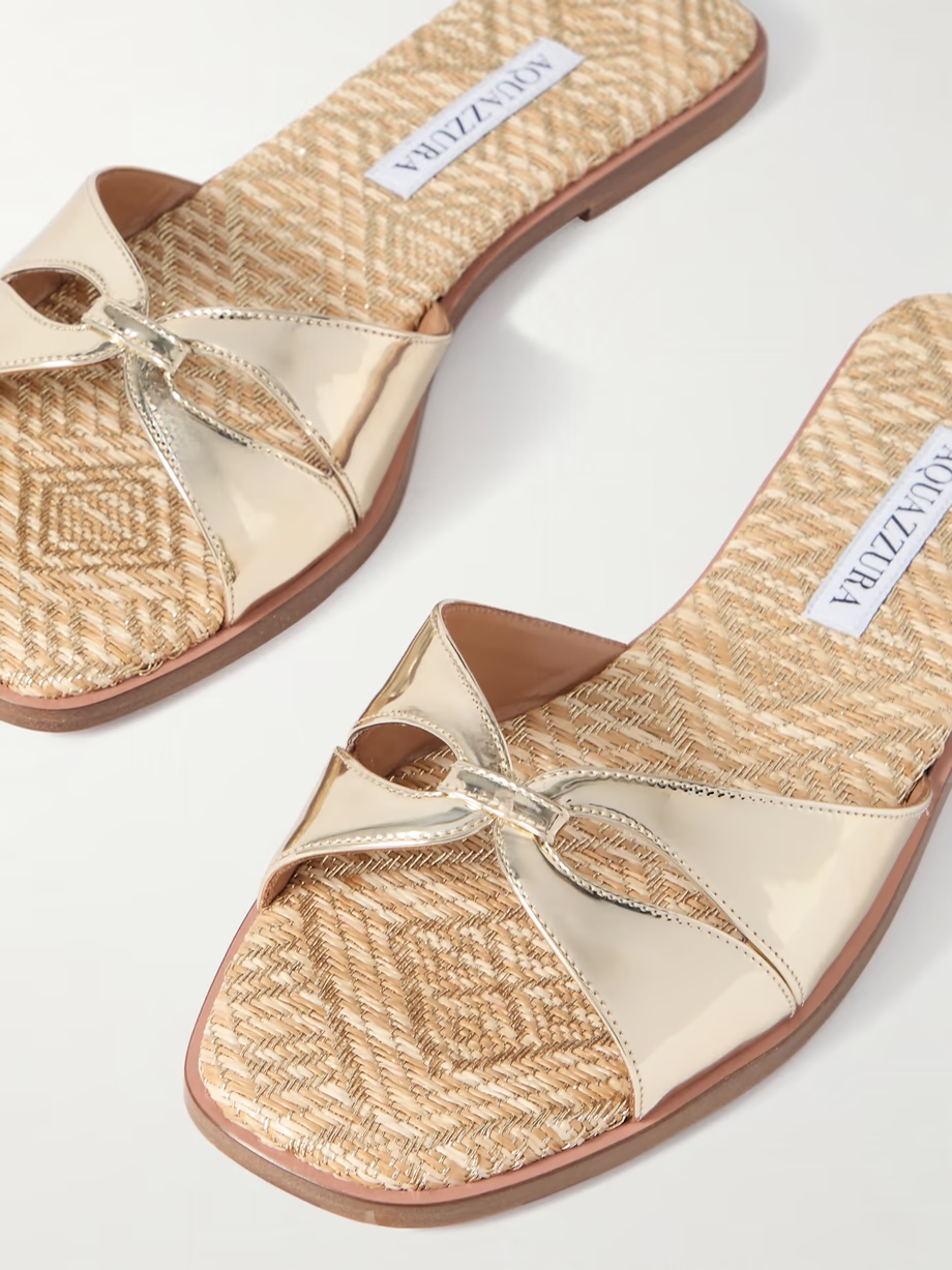 Villette metallic leather and raffia sandals Villette metallic leather and raffia sandals