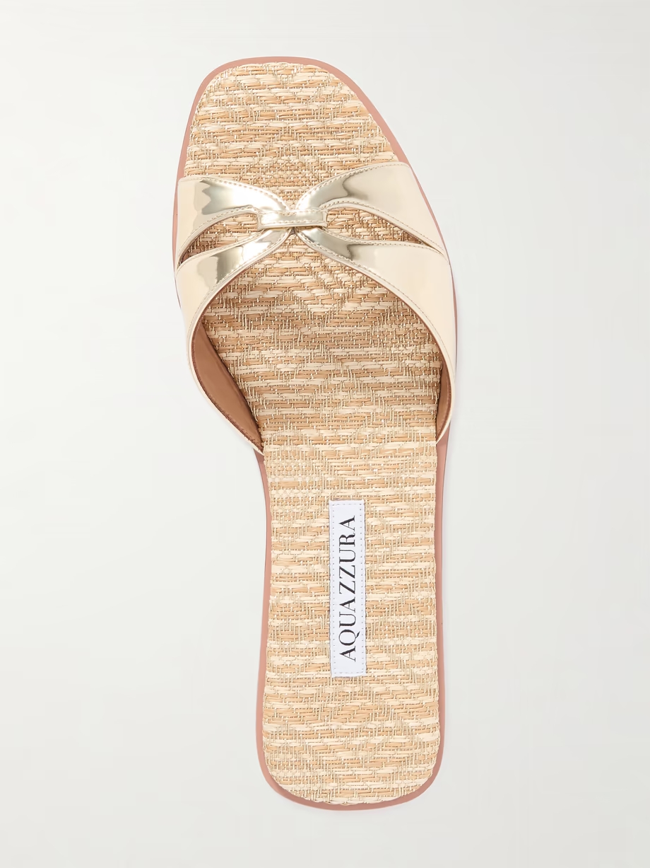Villette metallic leather and raffia sandals Villette metallic leather and raffia sandals