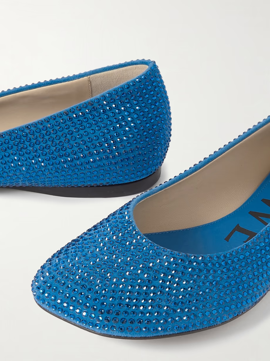 Toy crystal-embellished suede ballet flats Toy crystal-embellished suede ballet flats