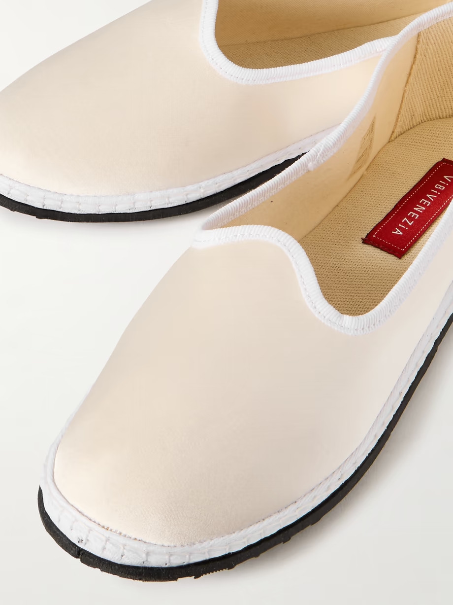 Grosgrain-trimmed satin ballet flats Grosgrain-trimmed satin ballet flats
