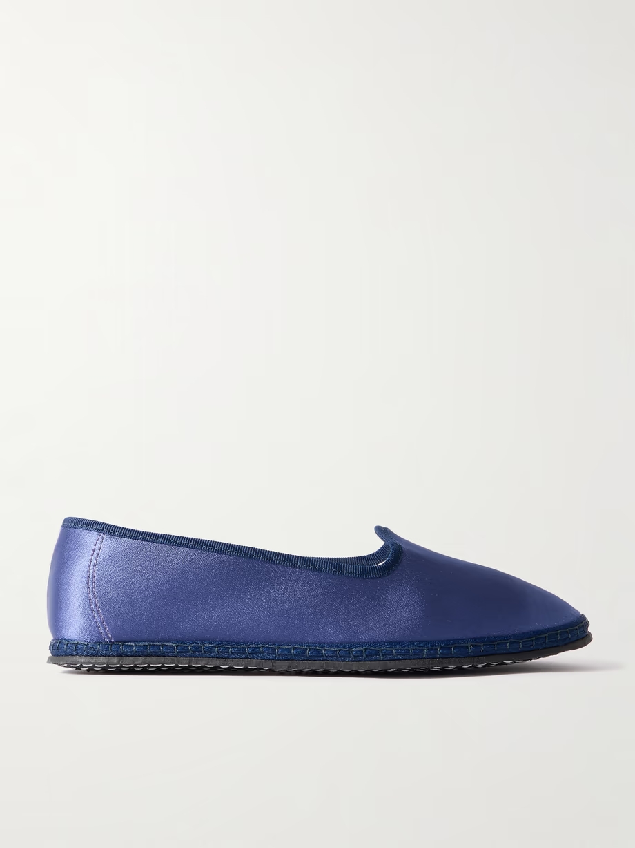 Mirtillo grosgrain-trimmed satin slippers Mirtillo grosgrain-trimmed satin slippers