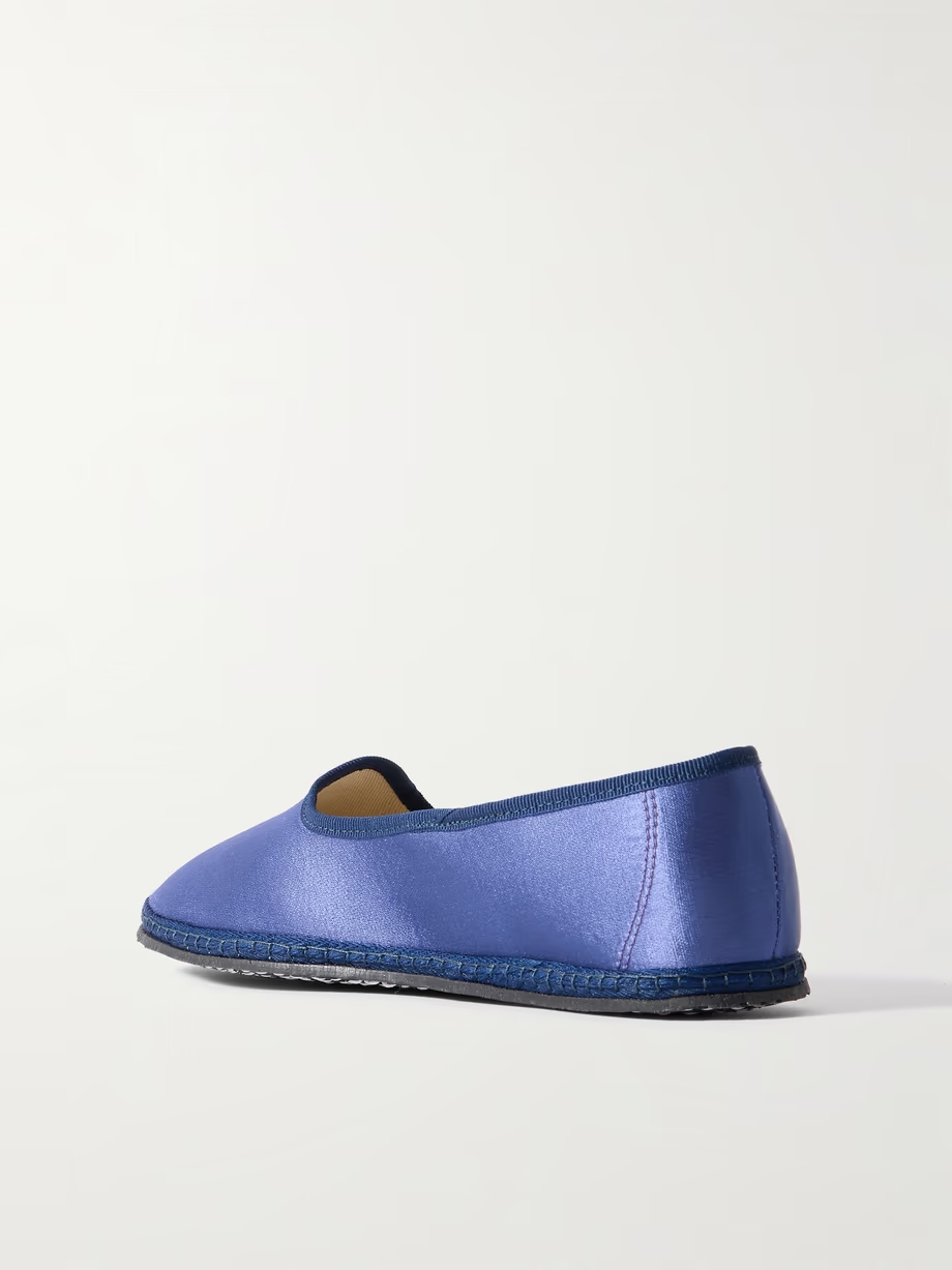 Mirtillo grosgrain-trimmed satin slippers Mirtillo grosgrain-trimmed satin slippers