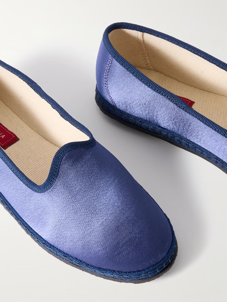 Mirtillo grosgrain-trimmed satin slippers Mirtillo grosgrain-trimmed satin slippers