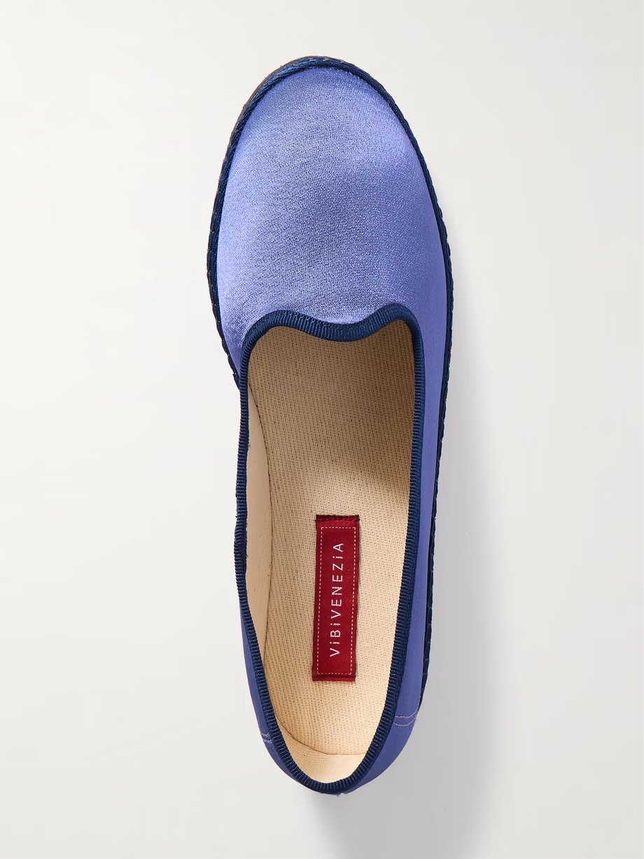 Mirtillo grosgrain-trimmed satin slippers Mirtillo grosgrain-trimmed satin slippers