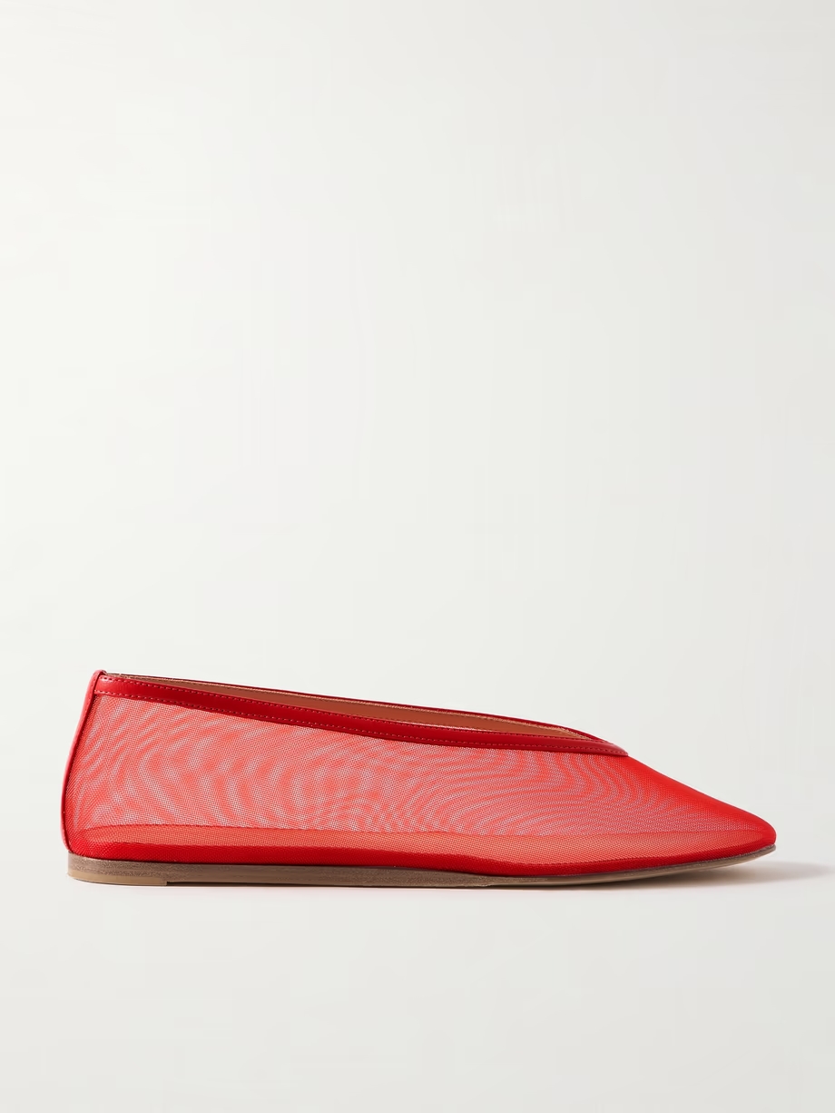 Luna leather-trimmed mesh ballet flats Luna leather-trimmed mesh ballet flats