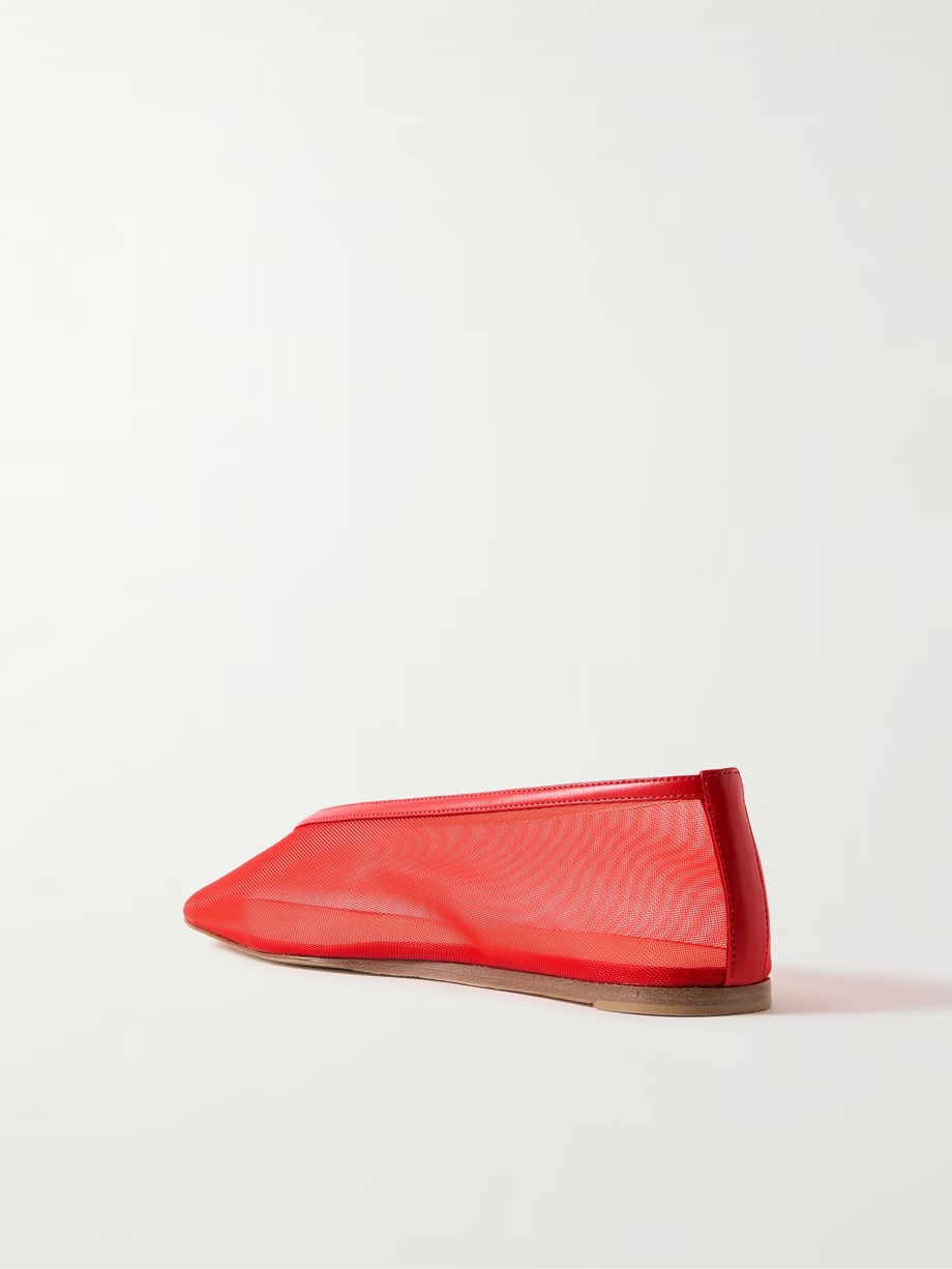 Luna leather-trimmed mesh ballet flats Luna leather-trimmed mesh ballet flats