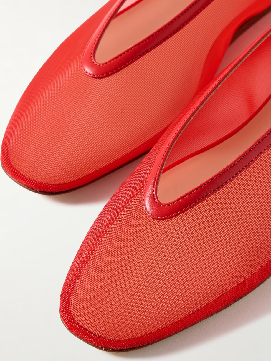 Luna leather-trimmed mesh ballet flats Luna leather-trimmed mesh ballet flats