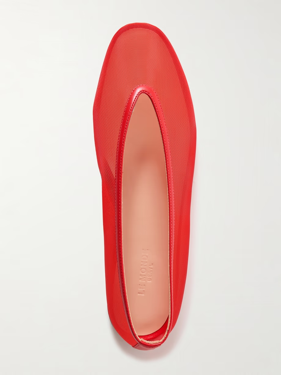 Luna leather-trimmed mesh ballet flats Luna leather-trimmed mesh ballet flats