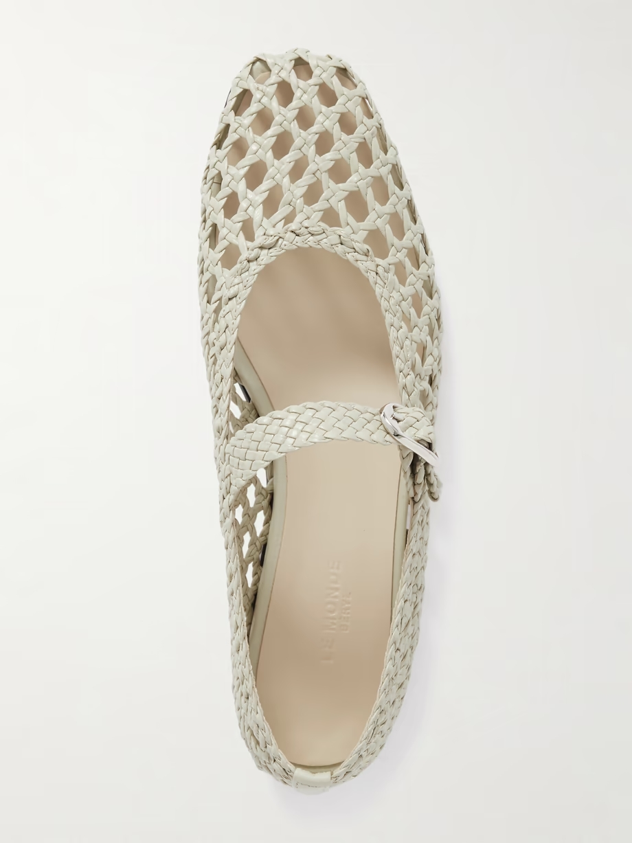 Woven leather Mary Jane ballet flats Woven leather Mary Jane ballet flats
