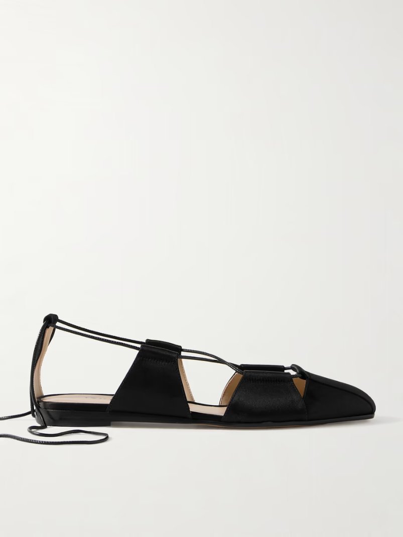 Greek lace-up silk-satin ballet flats Greek lace-up silk-satin ballet flats