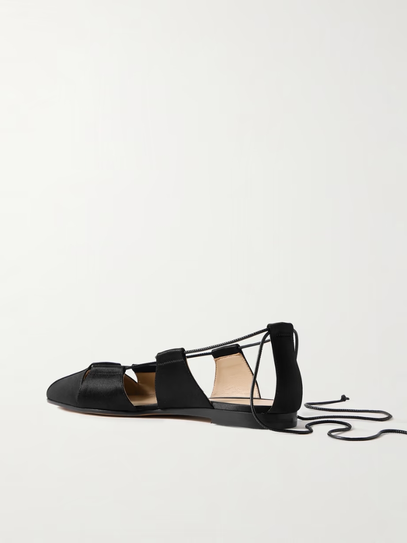 Greek lace-up silk-satin ballet flats Greek lace-up silk-satin ballet flats