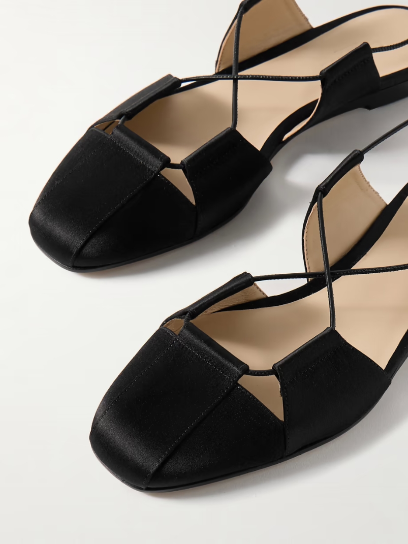 Greek lace-up silk-satin ballet flats Greek lace-up silk-satin ballet flats