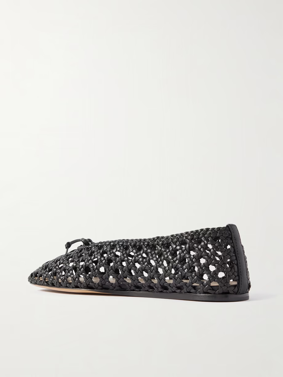 Regency bow-embellished woven leather ballet flats Regency bow-embellished woven leather ballet flats