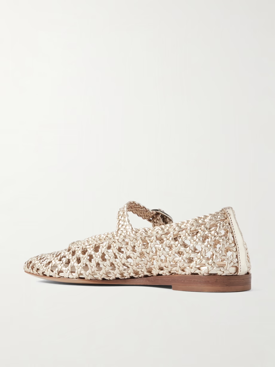 Woven metallic leather Mary Jane ballet flats Woven metallic leather Mary Jane ballet flats