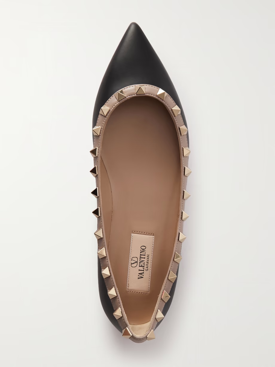 Rockstud leather point-toe flats Rockstud leather point-toe flats