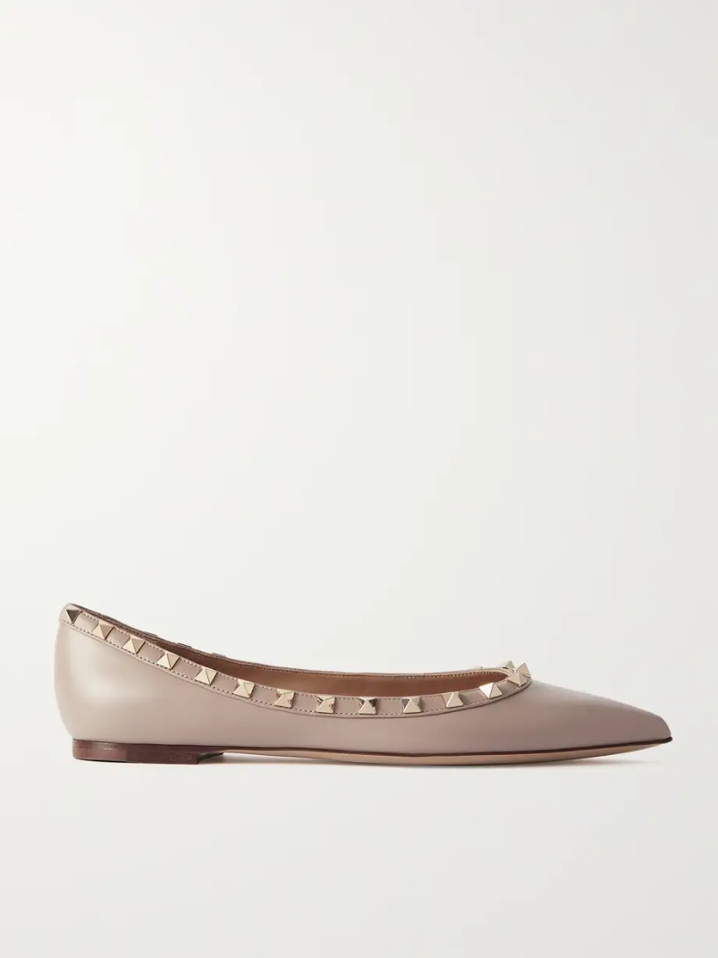 Rockstud leather point-toe flats Rockstud leather point-toe flats