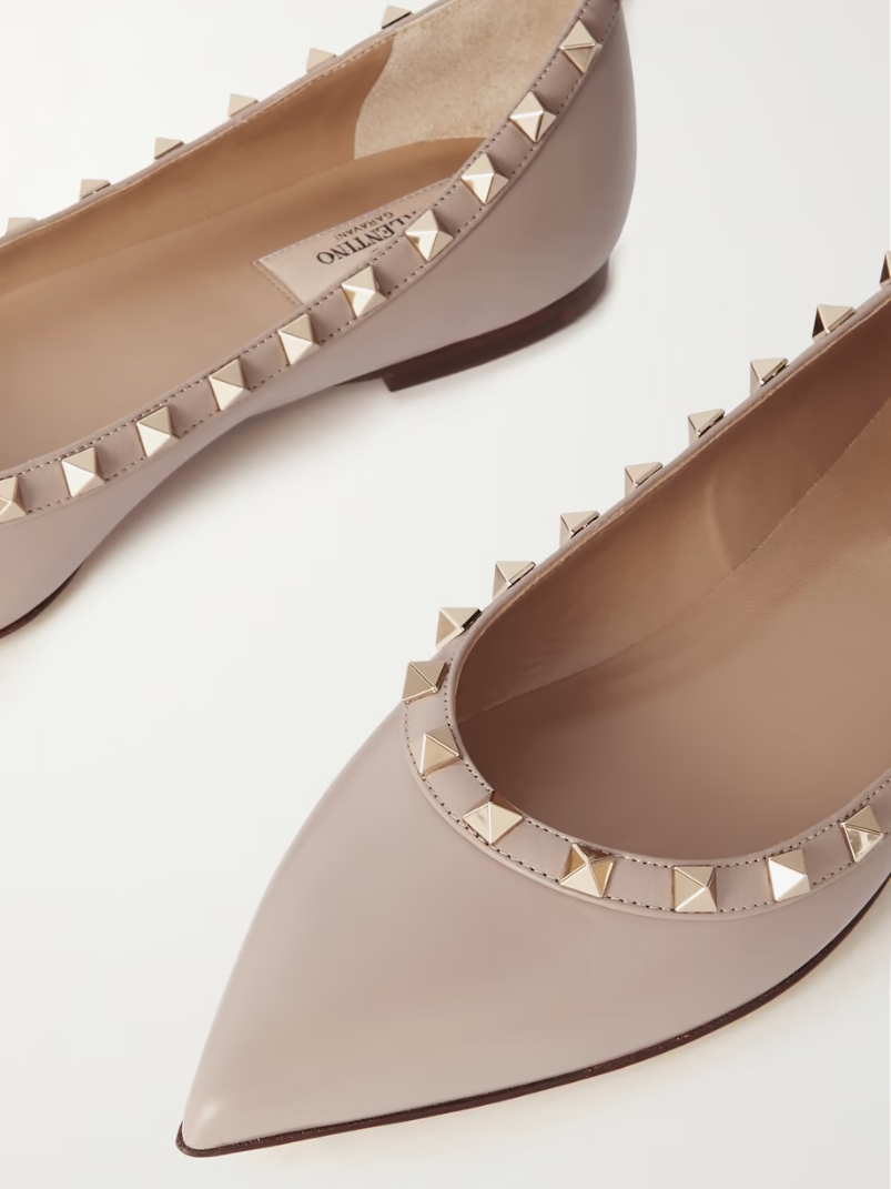 Rockstud leather point-toe flats Rockstud leather point-toe flats