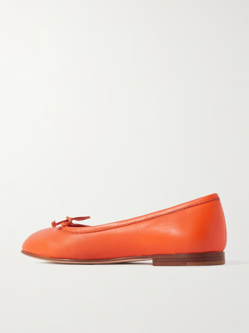 Veralli bow-detailed leather ballet flats Veralli bow-detailed leather ballet flats